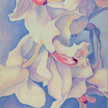 Painting titled "White Orchids" by Olga Volna, Original Artwork, Oil