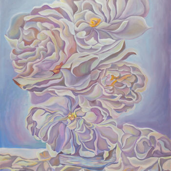 Картина под названием "Pearl flowers" - Olga Volna, Подлинное произведение искусства, Масло