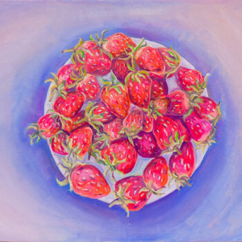Painting titled "Strawberries" by Olga Volna, Original Artwork, Oil
