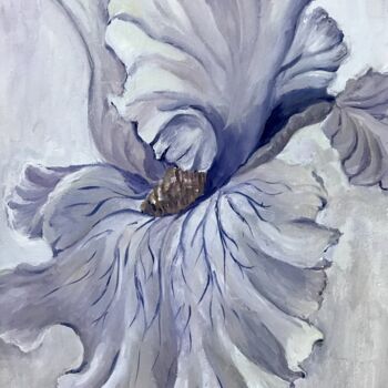 Painting titled "White Iris" by Olga Volna, Original Artwork, Oil