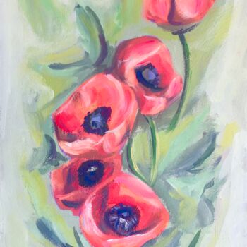 Картина под названием "Poppies" - Olga Volna, Подлинное произведение искусства, Масло