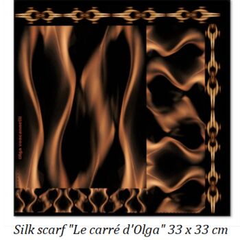 Textielkunst getiteld "Silk scarf  "Le car…" door Olga Voscannelli, Origineel Kunstwerk, Digitaal Schilderwerk