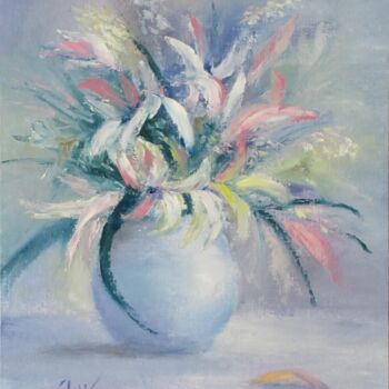 Malerei mit dem Titel "Interior bouquet." von Olga Yashchenko, Original-Kunstwerk, Öl Auf Karton montiert