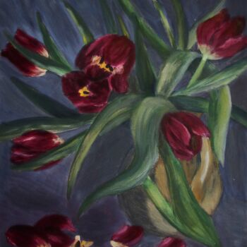 Malerei mit dem Titel "Fading tulips. 2 wo…" von Olga Yashchenko, Original-Kunstwerk, Öl