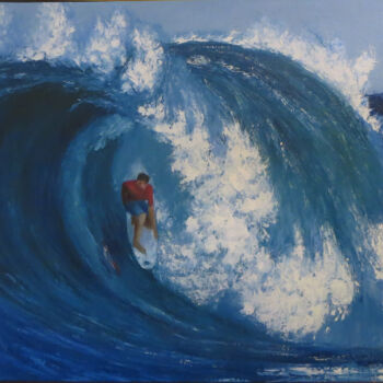 Malerei mit dem Titel "On the wave." von Olga Yashchenko, Original-Kunstwerk, Öl Auf Karton montiert