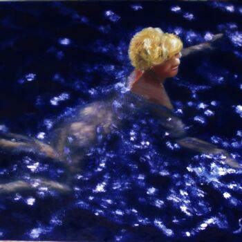 Painting titled "Swimming woman." by Olga Yashchenko, Original Artwork, Oil