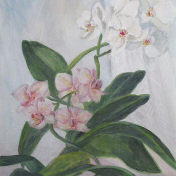 Pintura titulada "Orchids" por Olga Yashchenko, Obra de arte original, Oleo Montado en Cartulina