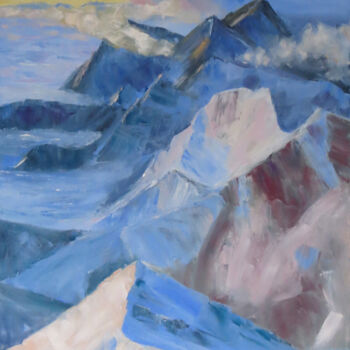 Malerei mit dem Titel "Abstract mountain l…" von Olga Yashchenko, Original-Kunstwerk, Öl Auf Keilrahmen aus Holz montiert