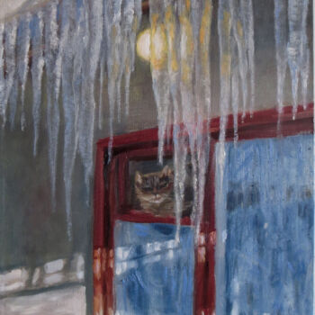 Painting titled "Icicles" by Olga Yashchenko, Original Artwork, Oil