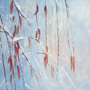 Painting titled "winter branches" by Olga Yashchenko, Original Artwork, Oil
