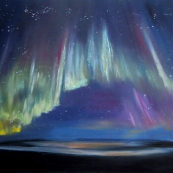 Peinture intitulée "aurora borealis 2" par Olga Yashchenko, Œuvre d'art originale, Huile