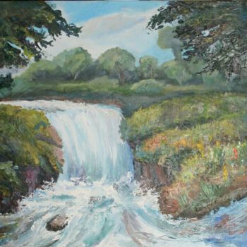 Картина под названием "водопад" - Ольга, Подлинное произведение искусства, Масло