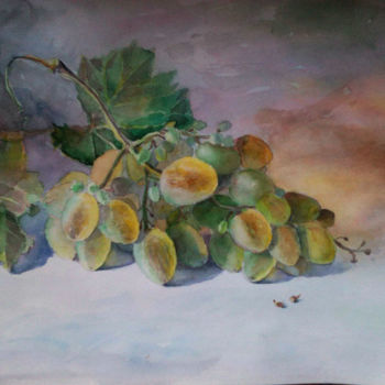 Malerei mit dem Titel "Кисть винограда." von Olga Brudnevskaya, Original-Kunstwerk, Aquarell