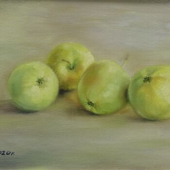 Peinture intitulée "Apples (яблоки)" par Olga Buzmakova, Œuvre d'art originale, Huile Monté sur Carton