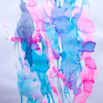 Peinture intitulée "Blue & pink" par Olga Dospekhova, Œuvre d'art originale, Aquarelle