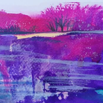 Painting titled "Magic Landscape" by Olga Dospekhova, Original Artwork, Watercolor