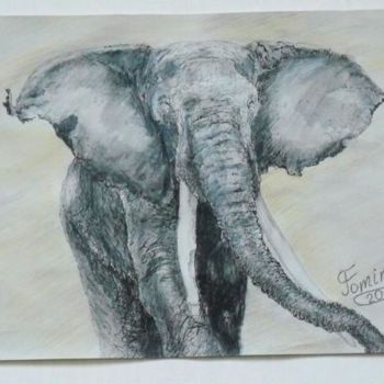 Картина под названием "Слон" - Ольга Фомина, Подлинное произведение искусства