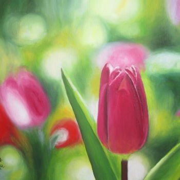 Painting titled "Spring gentleness" by Olga Knezevic, Original Artwork, Oil