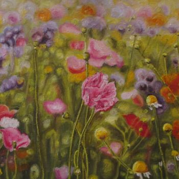 Painting titled "A piece of spring" by Olga Knezevic, Original Artwork, Oil
