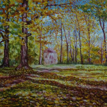Painting titled "Yellow autumn" by Olga Knezevic, Original Artwork, Oil