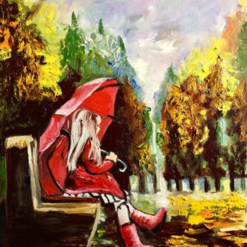Malerei mit dem Titel "Young lady in red.…" von Olga Koval, Original-Kunstwerk, Öl