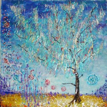 Malerei mit dem Titel "Wish tree" von Olisha, Original-Kunstwerk, Öl
