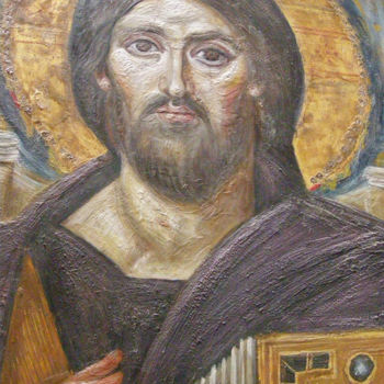 Pintura titulada "Jesus Christ Pantok…" por Olga Krasanaki, Obra de arte original