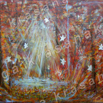 Pintura titulada "red forest.jpg" por Olga Krasanaki, Obra de arte original, Acrílico