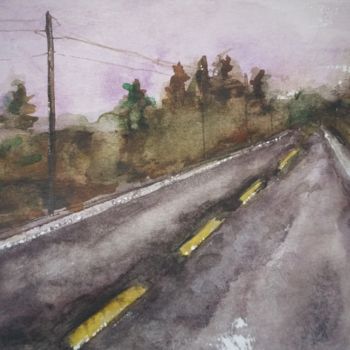 Painting titled "On the road" by Olga Laray, Original Artwork, Watercolor