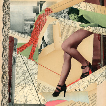 Collages titled "Legs" by Olga Lupi, Original Artwork, Paper cutting
