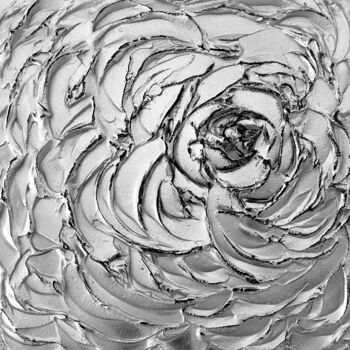 Peinture intitulée ""Rose argentée"" par Olgamach, Œuvre d'art originale, Acrylique Monté sur Châssis en bois
