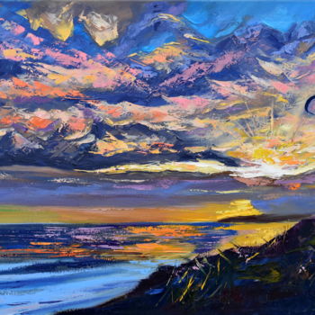 Peinture intitulée "African Sunset" par Olga Nikitina, Œuvre d'art originale, Huile