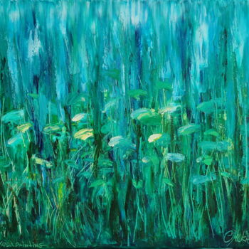 Painting titled "UNDERWATER PAINTING…" by Olga Nikitina, Original Artwork, Oil Mounted on Wood Stretcher frame