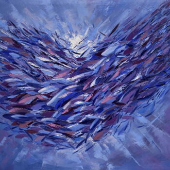 Malerei mit dem Titel "Fish Stream" von Olga Nikitina, Original-Kunstwerk, Öl