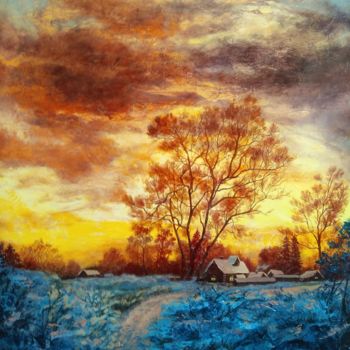 Painting titled "Медный закат. Coppe…" by Olga Farukshina, Original Artwork, Oil