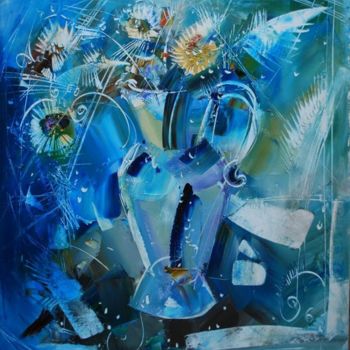 Painting titled "naturamorta in blu" by Olga Polichtchouk, Original Artwork