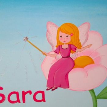 Pittura intitolato "Flower Fairy with P…" da Olga Santos, Opera d'arte originale