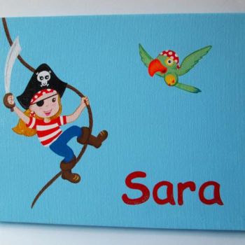 Painting titled "Kids Pirate Girl do…" by Olga Santos, Original Artwork