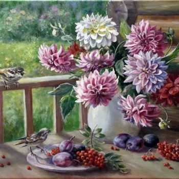Painting titled "Уходящее лето..." by Olga Vorobyeva, Original Artwork, Oil