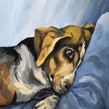 Картина под названием "Rex dog" - Olha Bozhko, Подлинное произведение искусства, Масло