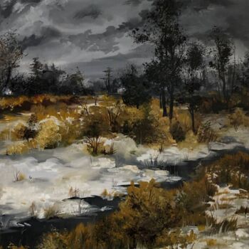 Картина под названием "winter mood" - Olha Bozhko, Подлинное произведение искусства, Масло Установлен на Деревянная рама для…