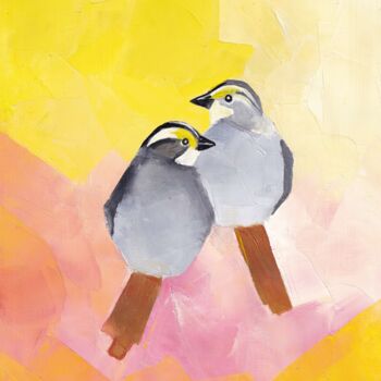 绘画 标题为“Sparrows Valentine…” 由Olha Gitman, 原创艺术品, 油