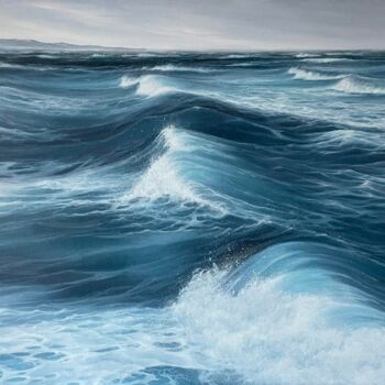 Peinture intitulée "raging sea" par Olha Holub, Œuvre d'art originale, Huile Monté sur Châssis en bois