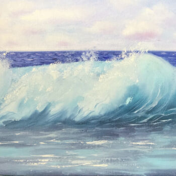 Painting titled "THE SOUND OF WAVE 1" by Olha Karavayeva, Original Artwork, Oil