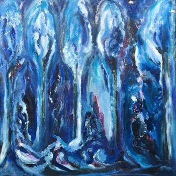Malerei mit dem Titel "Magical forest. Nig…" von Olha Kizub, Original-Kunstwerk, Öl