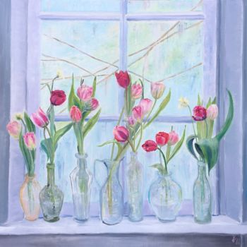 Peinture intitulée "Window to Spring, S…" par Olha Kizub, Œuvre d'art originale, Huile