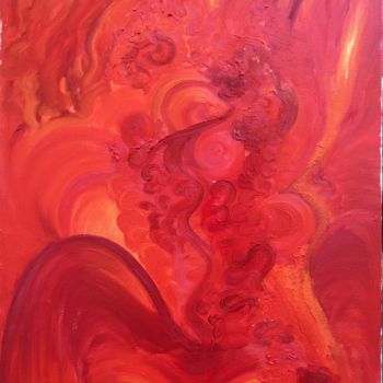 Painting titled "Red Kiss" by Olha Kizub, Original Artwork, Oil