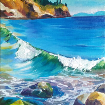 Painting titled "Sea shore" by Olha Komisaryk (OK), Original Artwork, Oil
