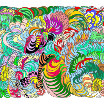Digital Arts titled ".tropic.doodle.1." by Olha, Original Artwork, Digital Painting