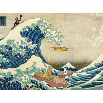Digital Arts titled "Hokusai - far from…" by Oli Romanelli (Olir), Original Artwork, Photo Montage